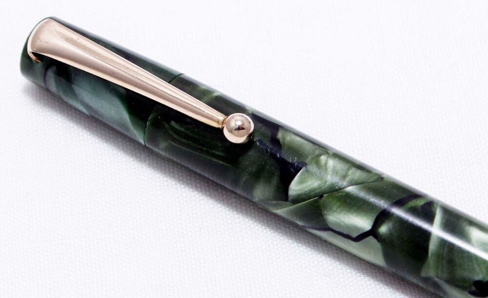 4315 Mabie Todd "Fyne Poynt" Propelling Pencil in Green Marble with Gold trim.