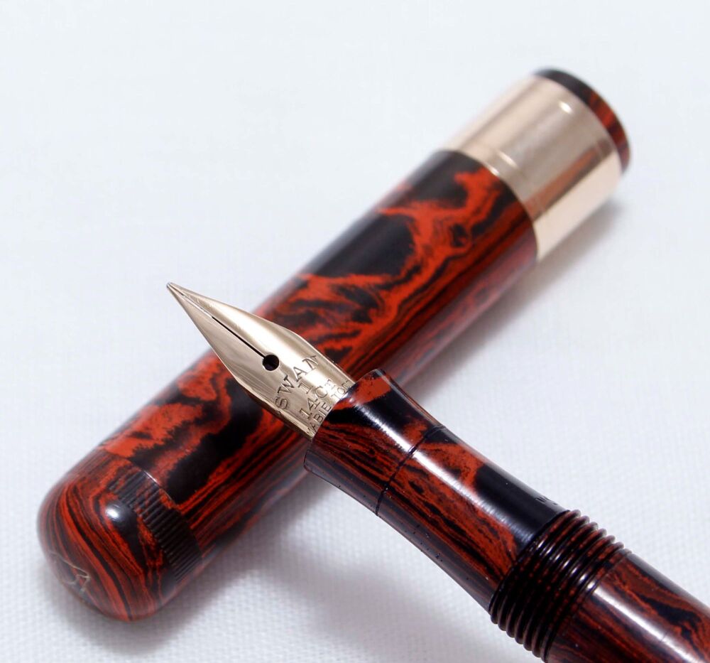 4322 Swan (Mabie Todd) SF1 Self Filling Fountain Pen in Woodgrain, Superb F