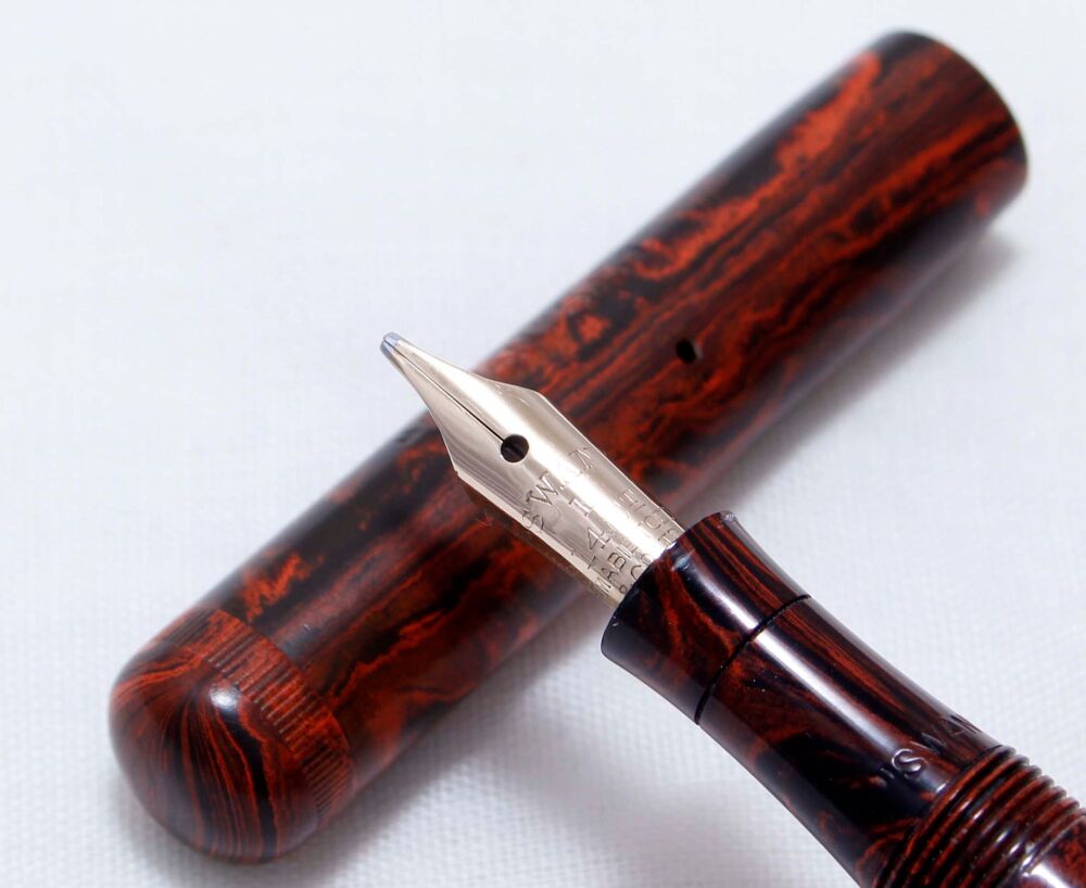4324 Swan (Mabie Todd) SF1 Self Filling Fountain Pen in Woodgrain, Superb Medium FIVE STAR Nib.