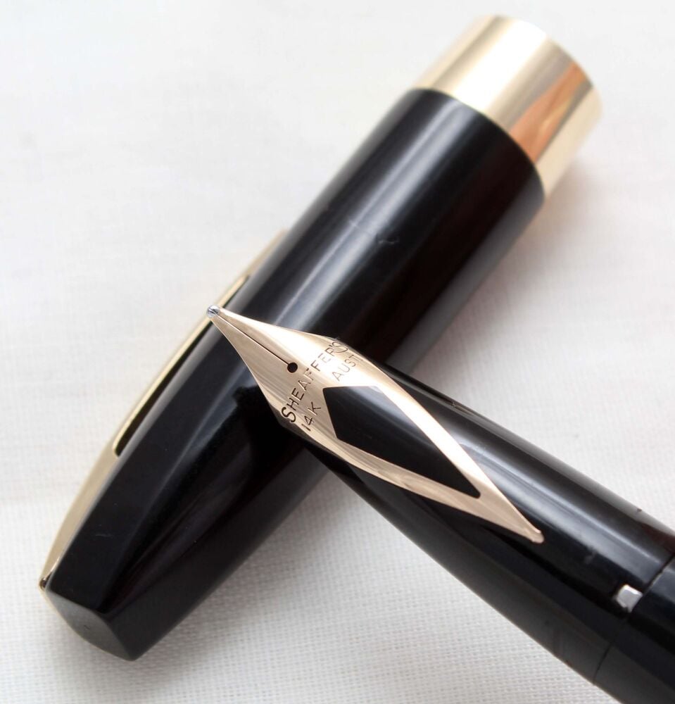 4348 Sheaffer PFM III Fountain Pen in Black with gold filled trim. Rare Bro