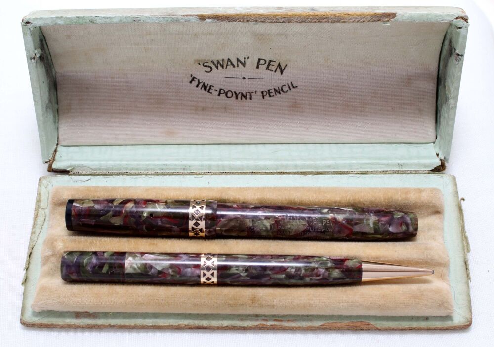 4373 - Swan (Mabie Todd) Visofil V111/59 Fountain Pen Set in Italian Marble