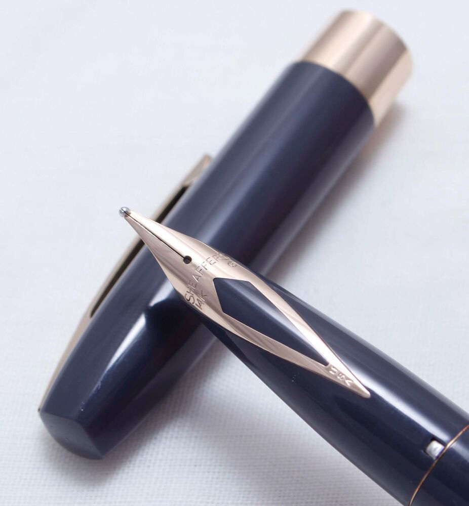 4434 Sheaffer Imperial Touchdown Fountain Pen in Grey, Smooth Broad FIVE STAR Nib.
