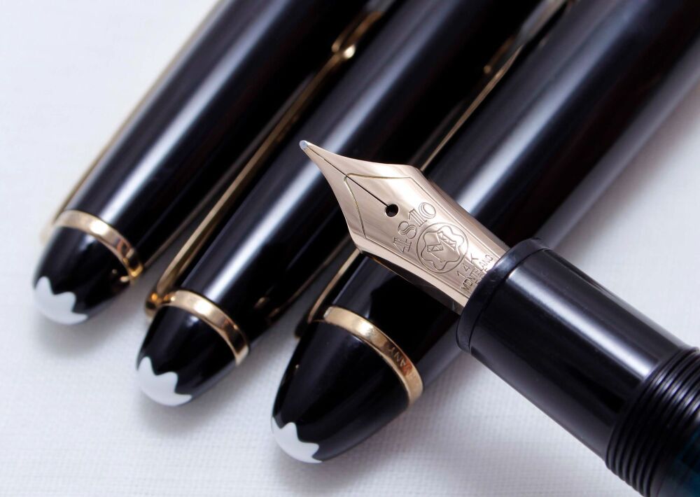 4437 Montblanc 146 Fountain Pen, Ball Pen and Pencil set in Black. Medium FIVE STAR Nib.