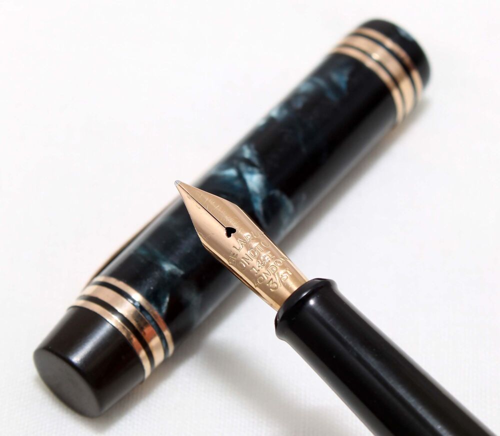 4462 Onoto "The Pen" No.6235 in Blue Marble. Superb Fine Flexible FIVE STAR Nib.