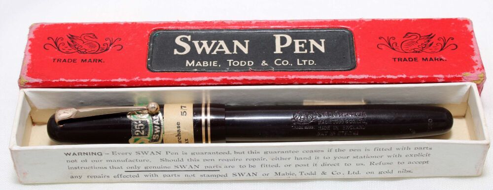 4507 Swan (Mabie Todd) Self Filler 3250 Fountain Pen in Dark Burgundy. Smoo