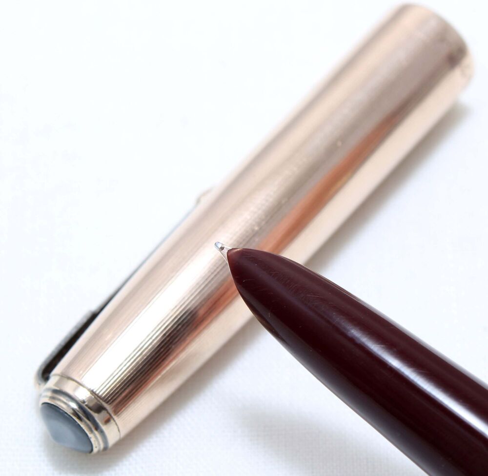 4561 Parker 51 Blue Diamond Vacumatic in Dark Maroon with a Rolled Gold Cap