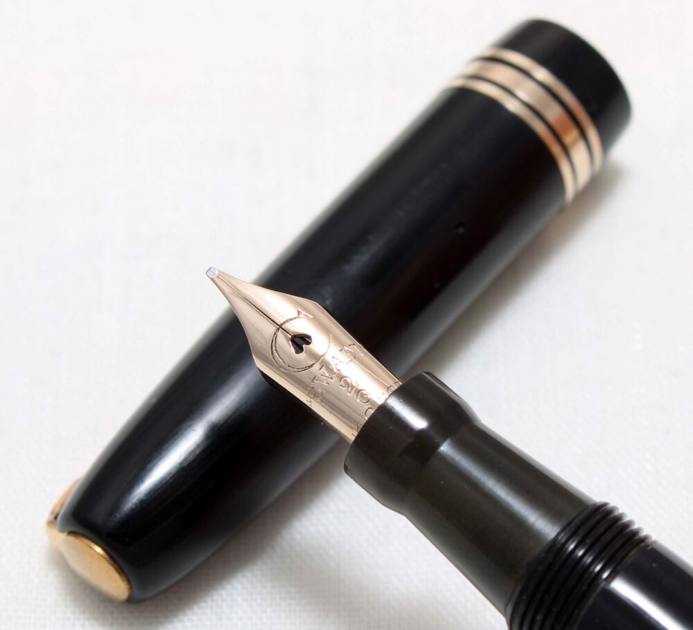4567 Swan (Mabie Todd) Calligraph Leverless Fountain Pen in Black. Smooth Fine Italic FIVE STAR Nib.