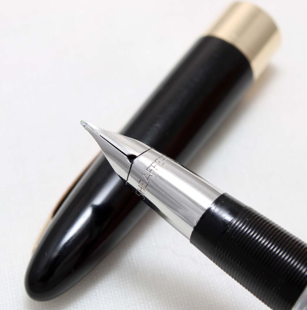 4639 Sheaffer Statesman White Dot Snorkel Fountain Pen in Black, c1952, Smo