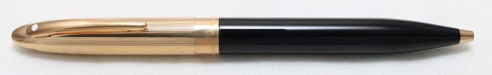 4673 Sheaffer Crest 592 Black Laque and Gold plated Ball Pen. Mint and unused.