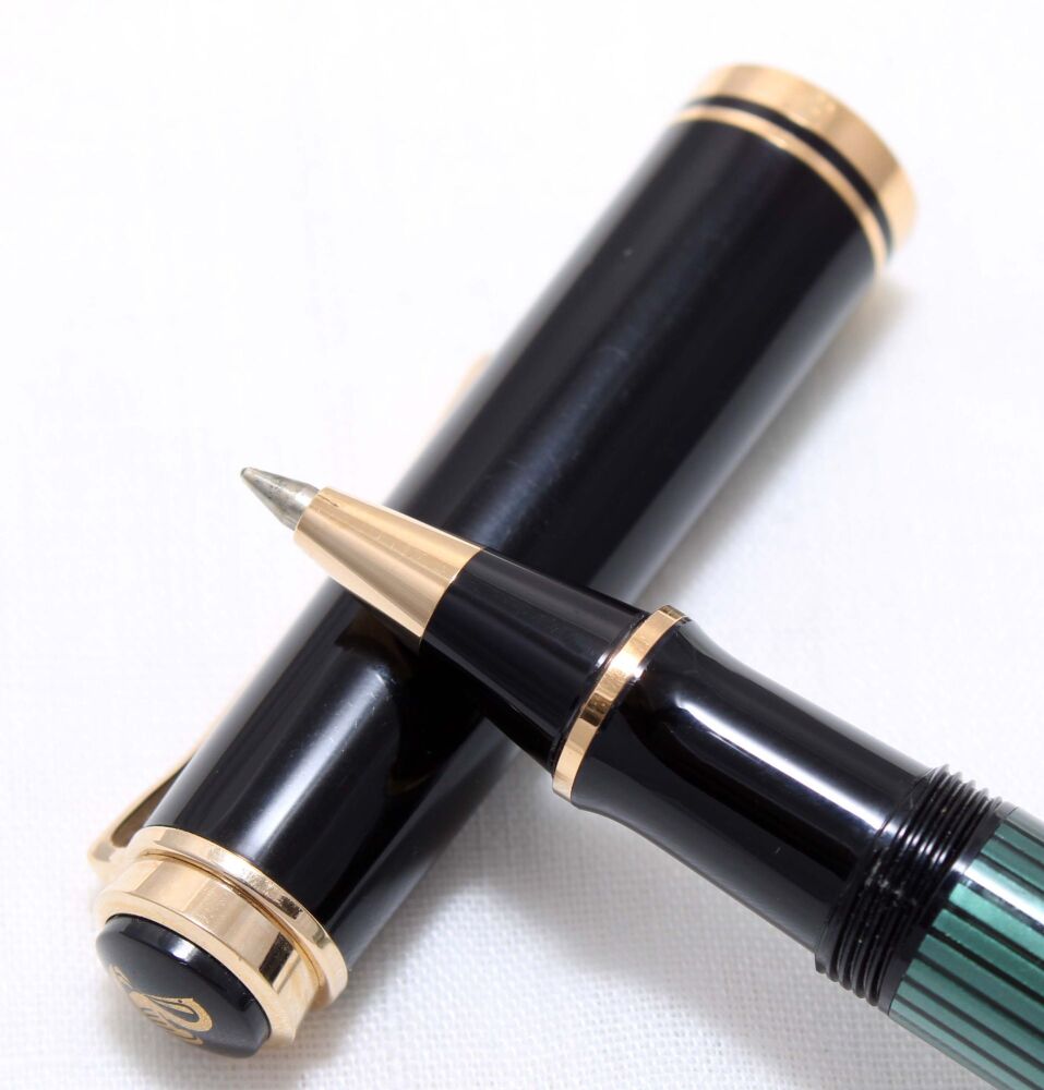 4715 Pelikan R400 Rollerball  Black and Green Stripes.