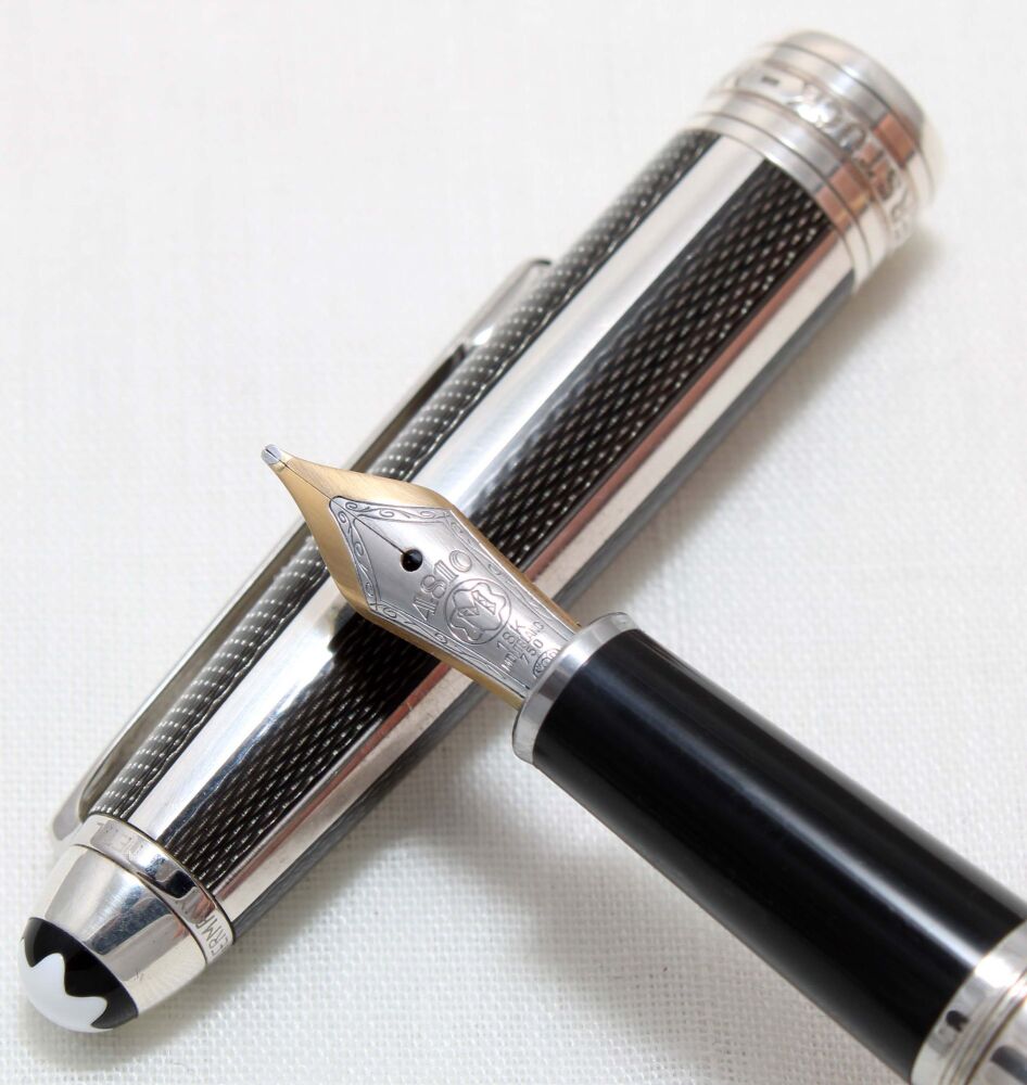 4719 Montblanc 144 Meisterstuck Doue  Fountain Pen in Sterling Silver, Broa