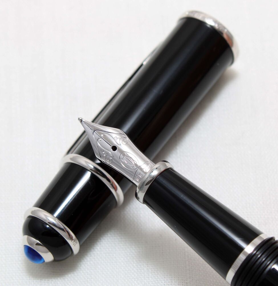 4723 Cartier Diablo Fountain Pen in Black Resin. Medium 18ct FIVE STAR Nib.