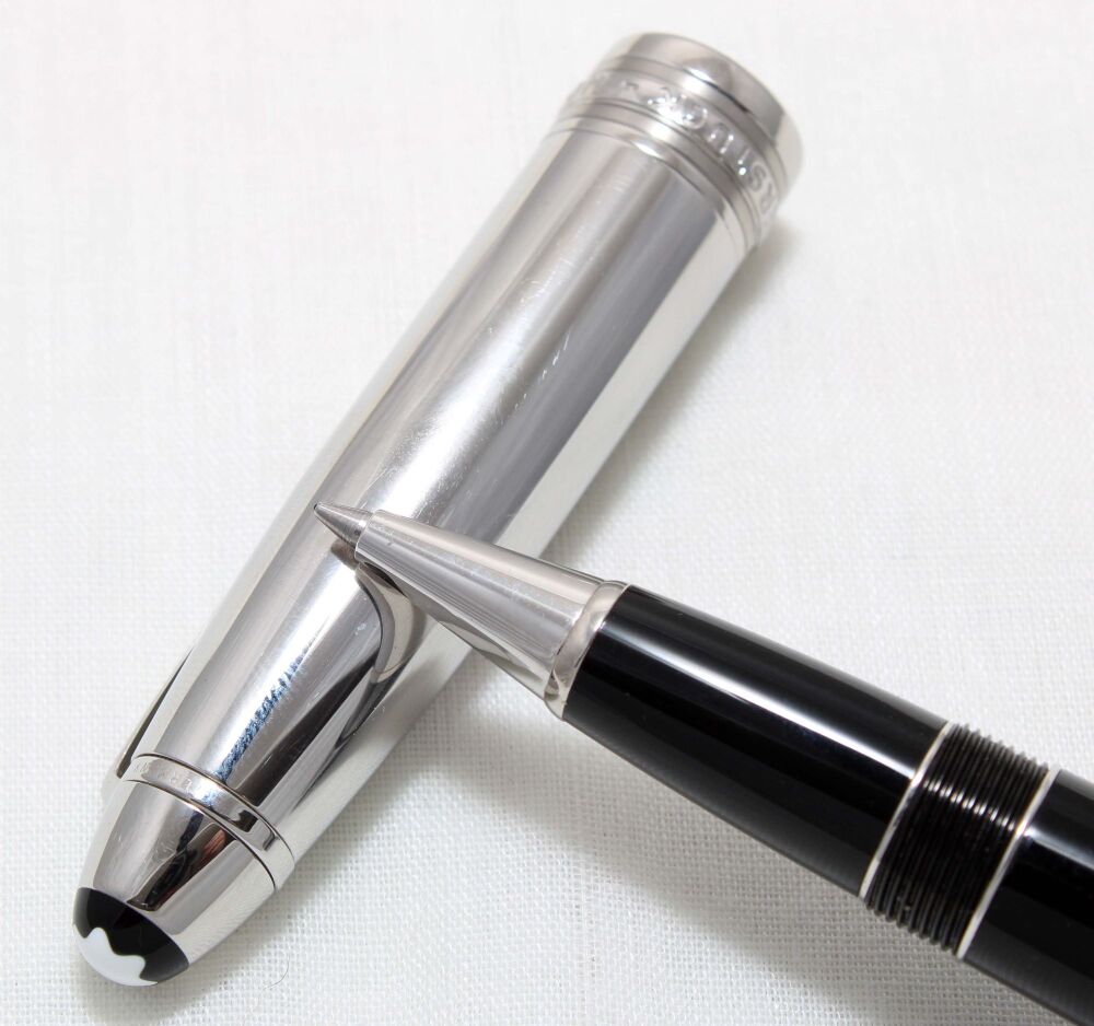 4730 Montblanc 162 Le Grande Rollerball in Black with a Polished Steel Cap.