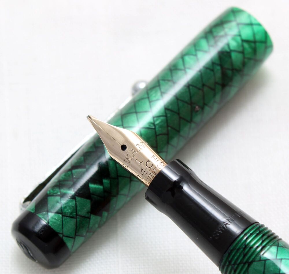 4736 Swan (Mabie Todd) SM100/84 Self Filling Fountain Pen in Green Snakeski