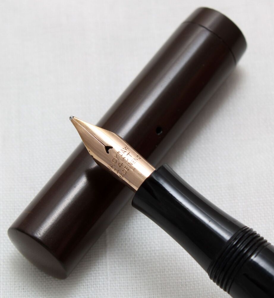 4738 Jackdaw (Mabie Todd) Self Filling Fountain Pen in Black Hard Rubber. F