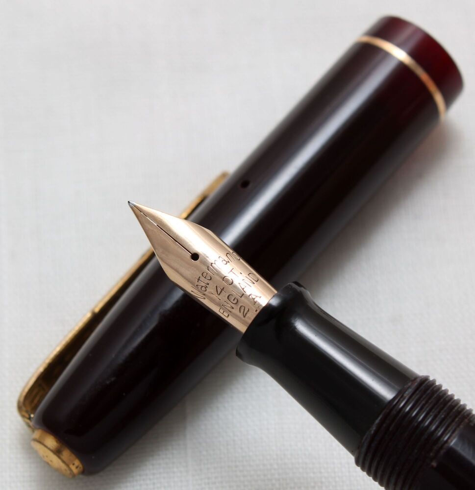 4747 Watermans 502 Fountain Pen in Dark Maroon, Extra Fine Semi Flex FIVE S