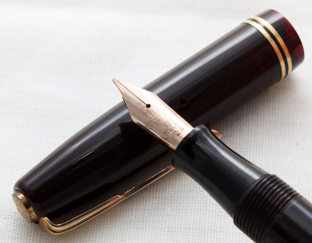 4785 Watermans W2 Fountain Pen in Dark Maroon, Fine Flex FIVE STAR Nib.