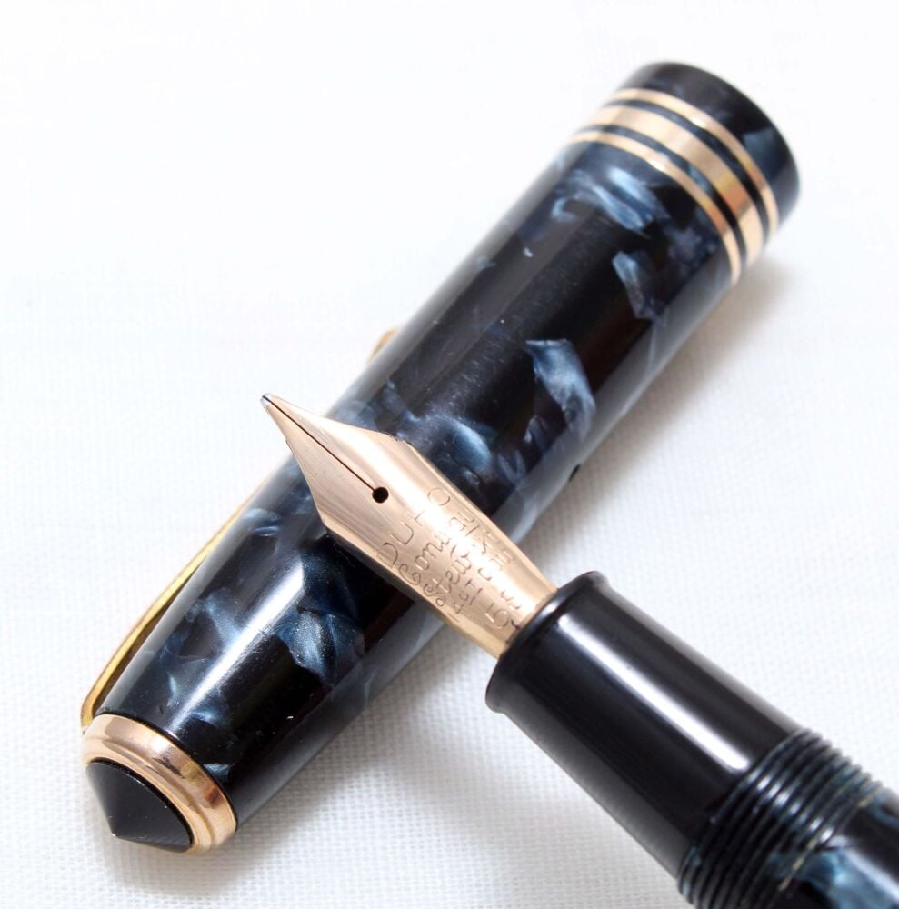 4795 Conway Stewart No.58 in Blue Marble, Fine Italic FIVE STAR Nib.