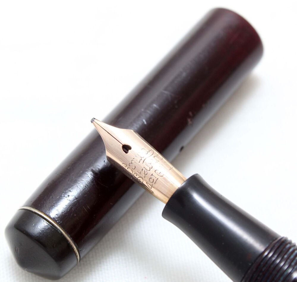 4803 Conway Stewart No.475 in Dark Maroon. Medium Oblique Italic FIVE STAR Nib.