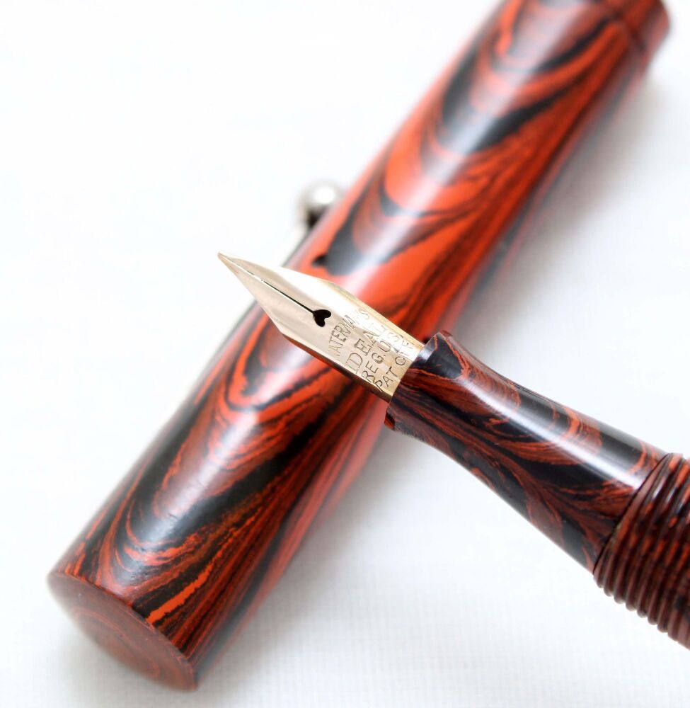 4899 Watermans Ideal No.51V in Red Ripple. Fabulous Fine Flex FIVE STAR Nib