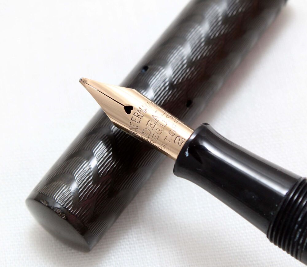 4855 Watermans Ideal No.52 in Black Hard Rubber. Fabulous Fine Full Flex FI