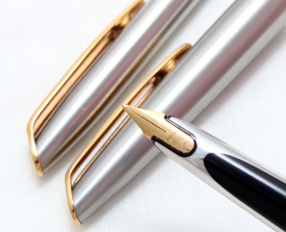 4897 Watermans CF Fountain Pen and Pencil set in Brushed Stainless Steel. S