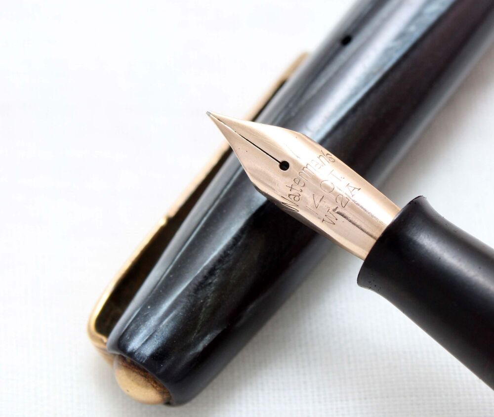 4917 Watermans 503 Fountain Pen in Blue Striated Marble,  Medium Semi Flex 