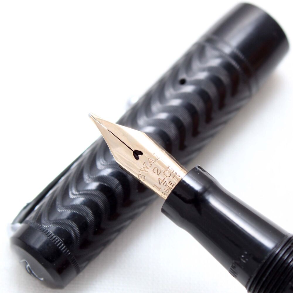 4881 Swan (Mabie Todd) SM100/60 Self Filling Fountain Pen in Black. Smooth 