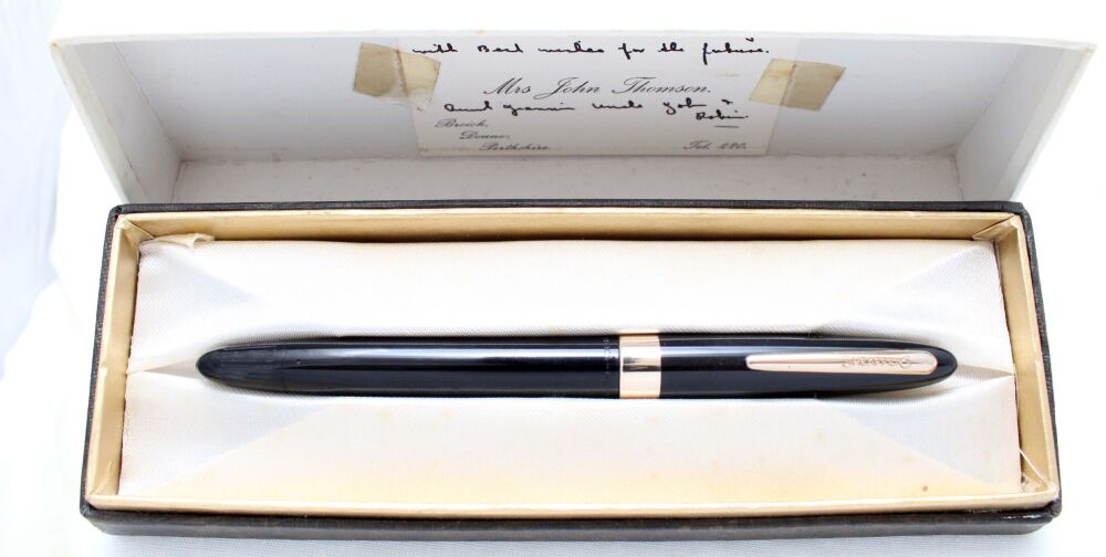 4910 Sheaffer Imperial Touchdown Fountain Pen in Black with Gold Filled trim, Smooth Medium FIVE STAR Nib. Mint and boxed.