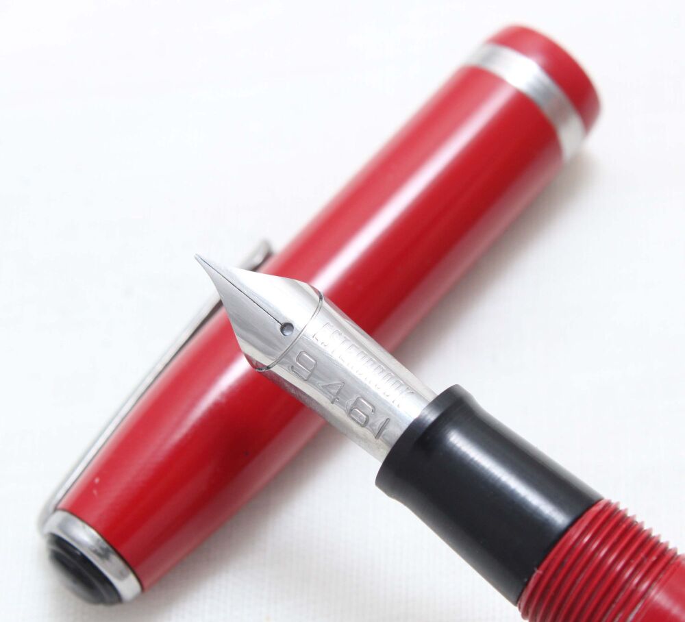 4925 Esterbrook LJ Fountain Pen in Red. Fabulous Fine FIVE STAR Nib.