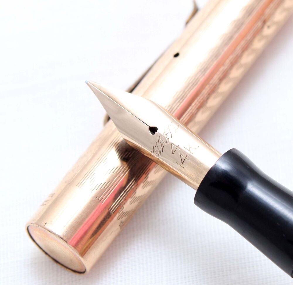 4929 Wahl No.4 Fountain Pen in Rolled Gold. Fine MEGAFLEX FIVE STAR Nib.