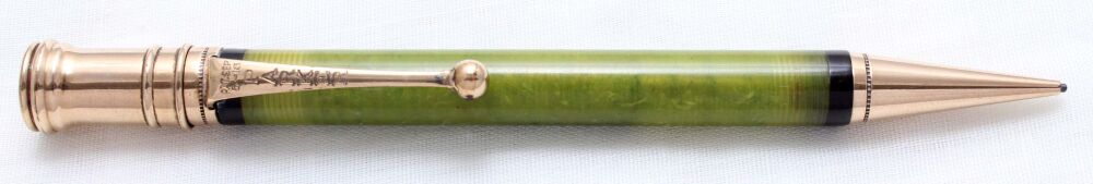 4960 Parker Duofold Propelling Pencil in Jade Green with Gold filled trim. c1925.