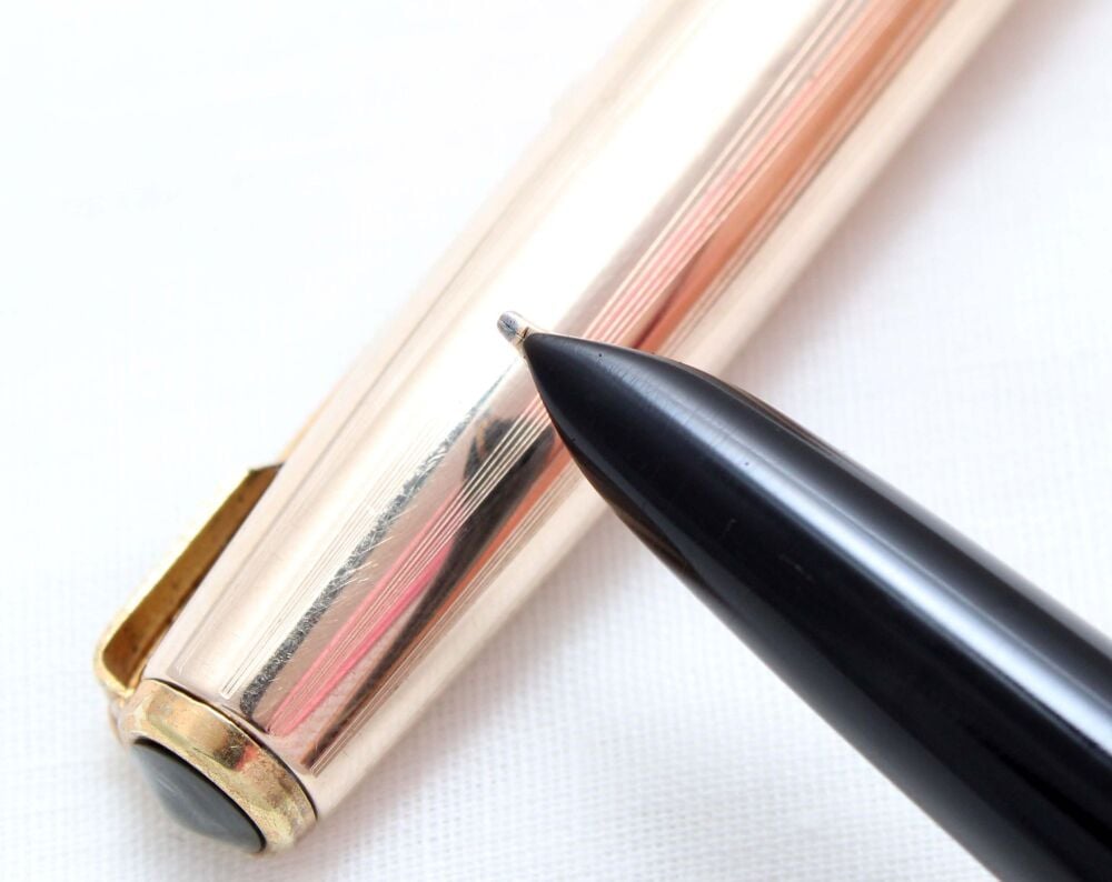 4962 Parker 51 Aerometric in Black with a Rolled Gold Cap. Broad FIVE STAR Nib.