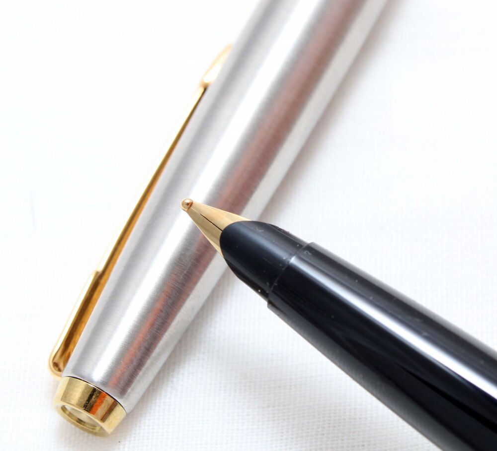 5018 Parker 45 GT in Black with a Brushed Steel cap. Broad Nib, Mint and unused.