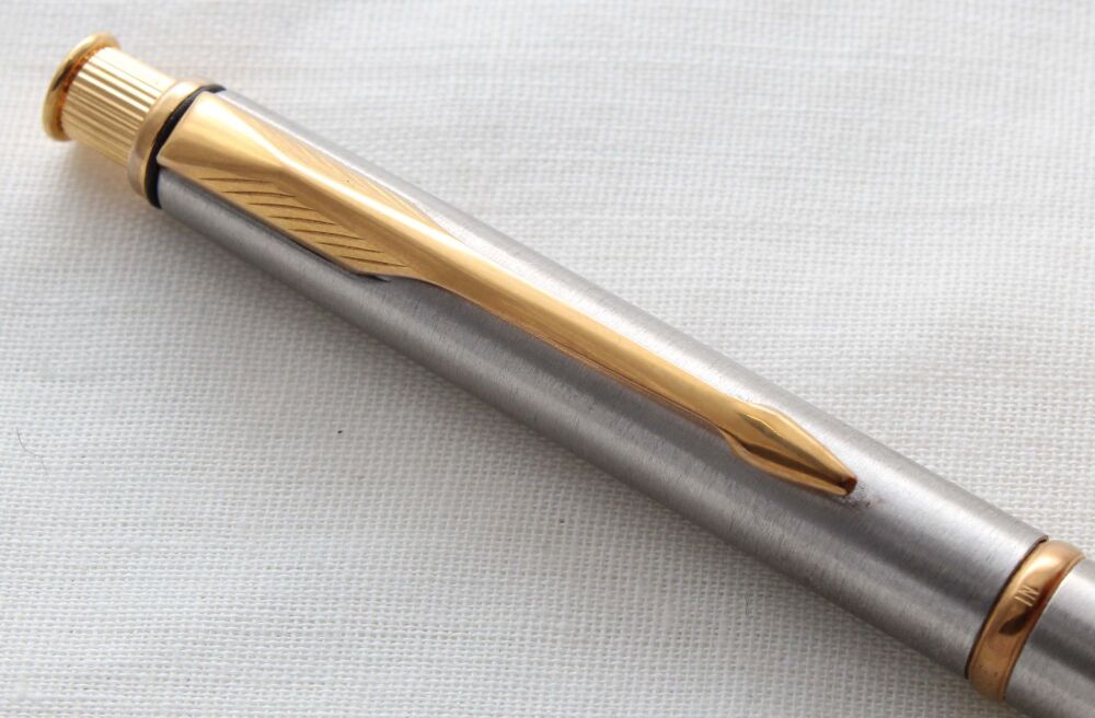 5109 Parker Insignia Pencil in Brushed SS with gold filled trim. New Old Stock.