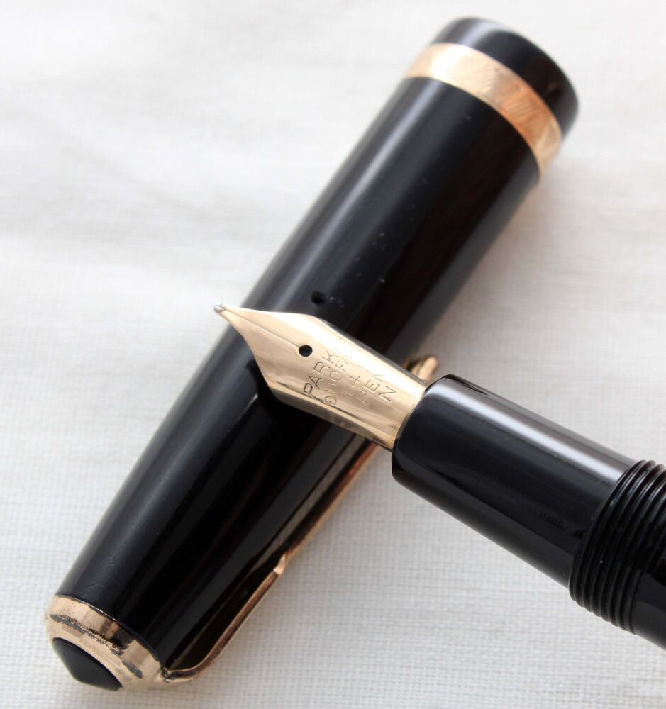 5141 Parker Duofold in Black. Smooth Medium FIVE STAR Nib.
