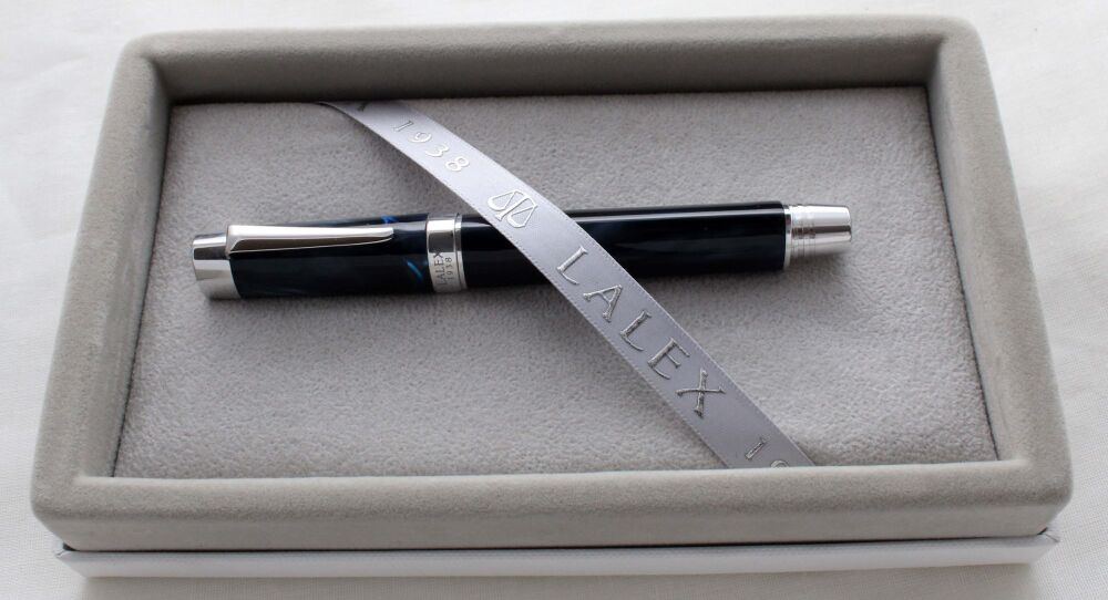 5193 Lalex 1938 Triangular Ball Pen in Blue Marble. Mint and Boxed.