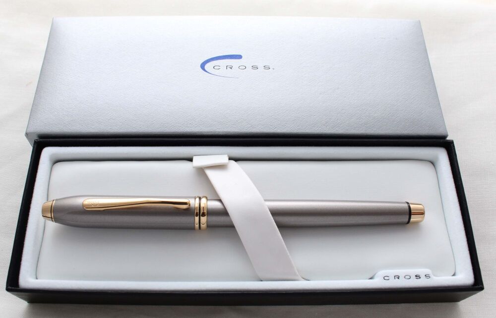 5289 AT Cross 'Townsend' Fountain Pen in Quicksilver. Medium FIVE STAR Nib. Mint and Boxed.