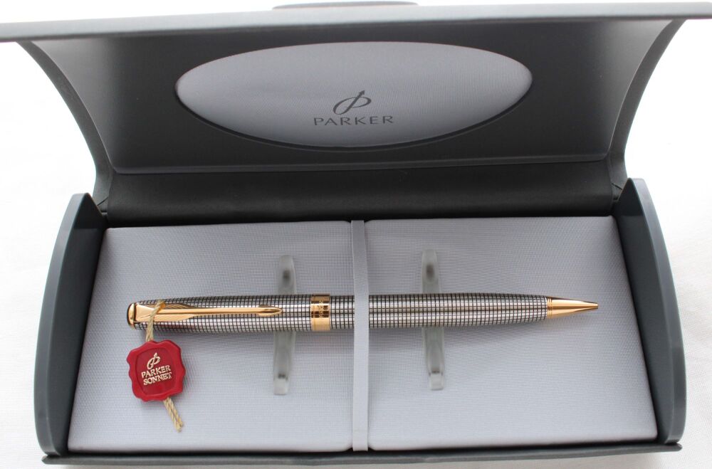 5304 Parker Sonnet Pencil in Sterling Silver Cisele, Mint and Boxed.