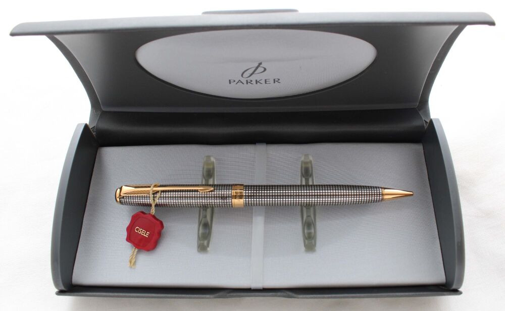 5321 Parker Sonnet Pencil in Sterling Silver Cisele, Mint and Boxed.