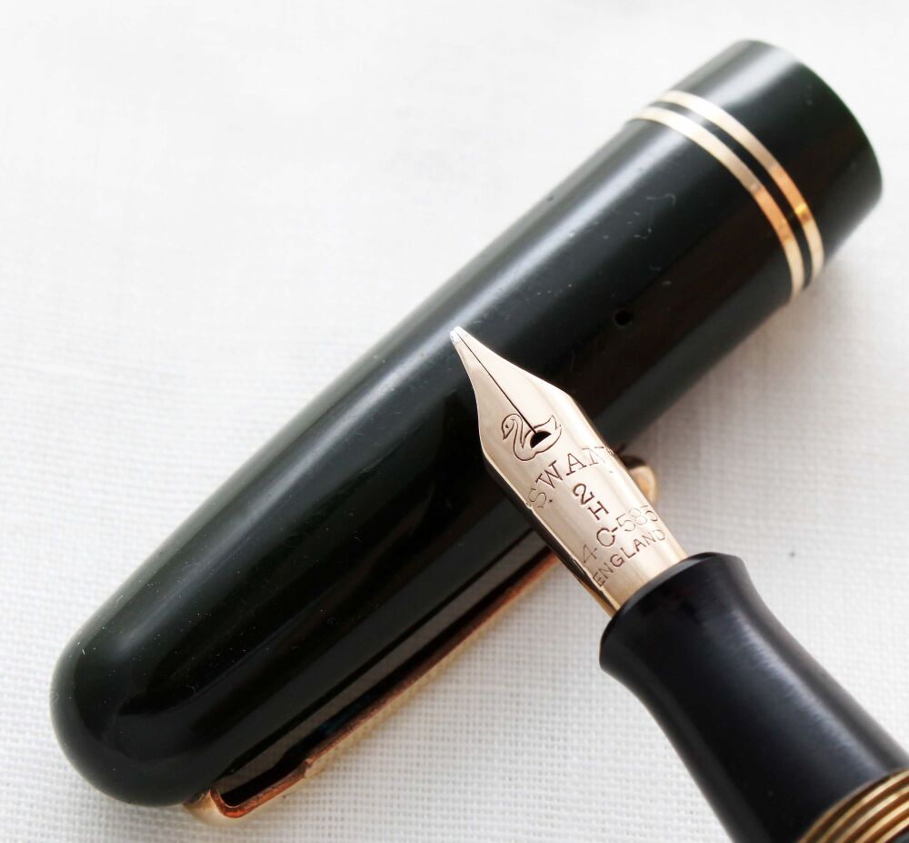 5146 Swan (Mabie Todd) Self Filler 3240 Fountain Pen in Dark Green. Medium 