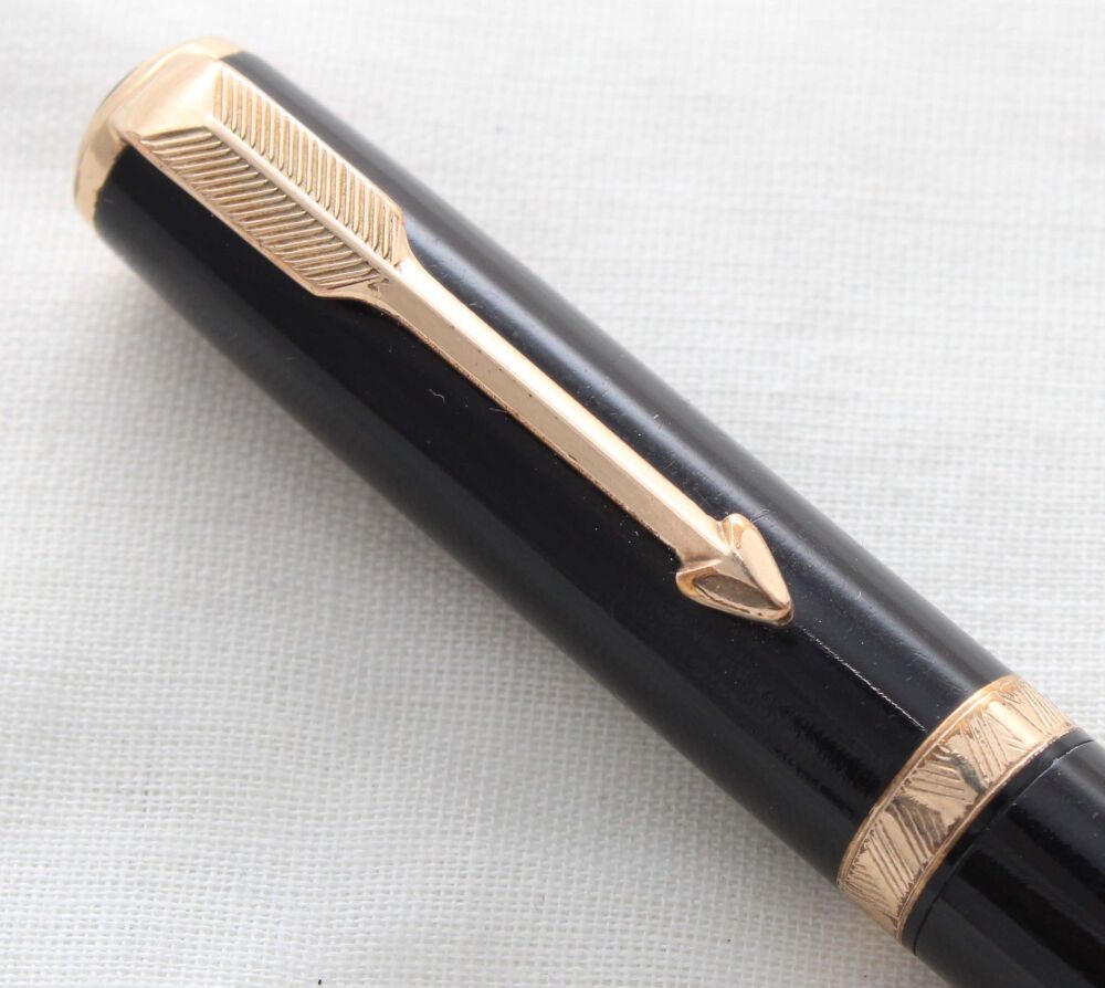 5354 Parker Duofold Maxima Propelling Pencil in Black with Gold filled trim.