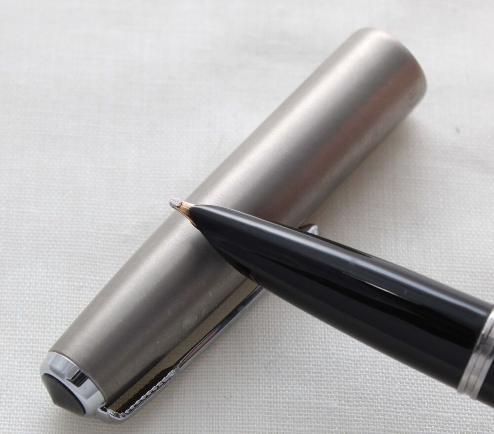 5196 Parker 51 Aerometric in Black with a fabulous Double Broad FIVE STAR Nib.