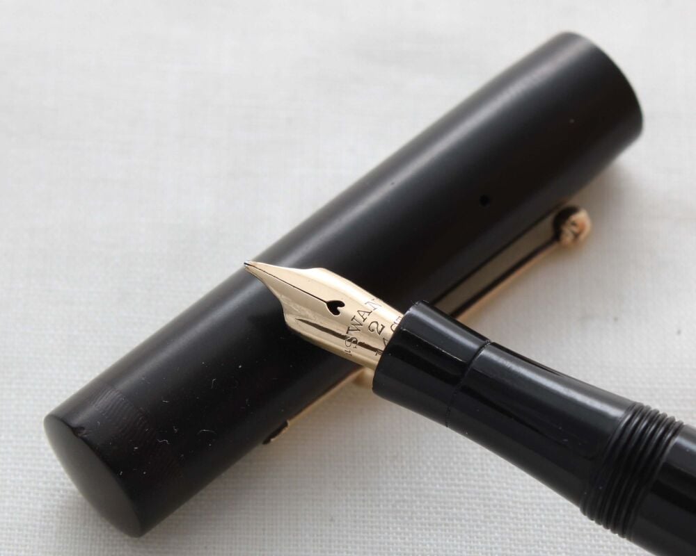 5211 Swan (Mabie Todd) SM2/60 Self Filling Fountain Pen in Black Hard Rubber. Fine Italic FIVE STAR Nib.