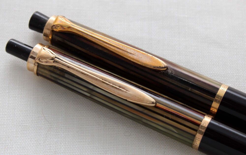 5183 Pelikan 450 Propelling Pencil and 455 Ball Pen in Tortoise Brown.