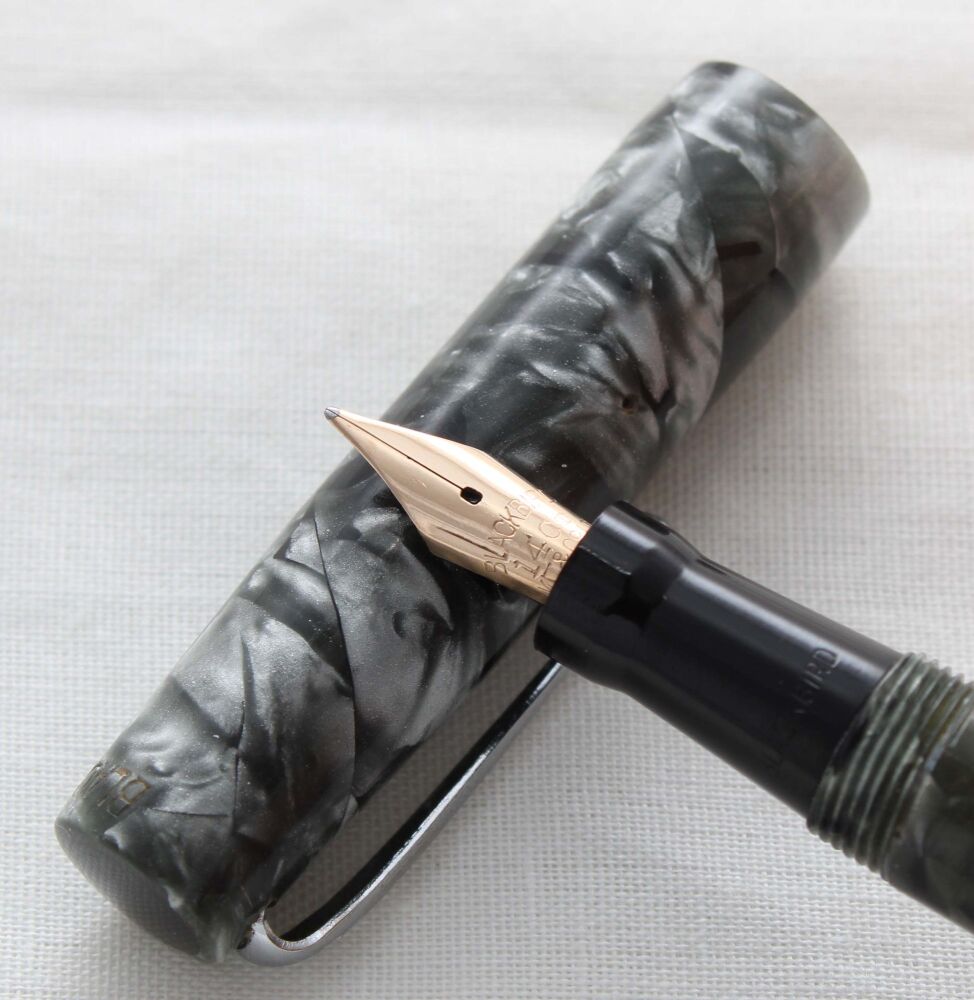 5231 Blackbird (Mabie Todd) 5245 Self Filling Fountain Pen in Grey Marble. Fine Italic FIVE STAR Nib.