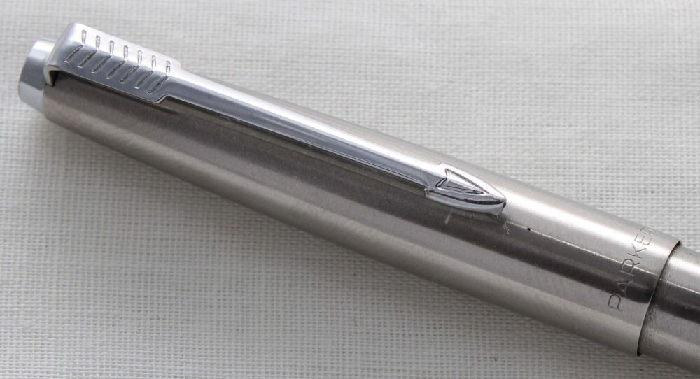 5233 Parker 45 Flighter Ball Pen in Brushed Stainless Steel.