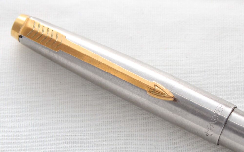 5284 Parker 45 Flighter DeLuxe Ball Pen in Brushed Stainless Steel.