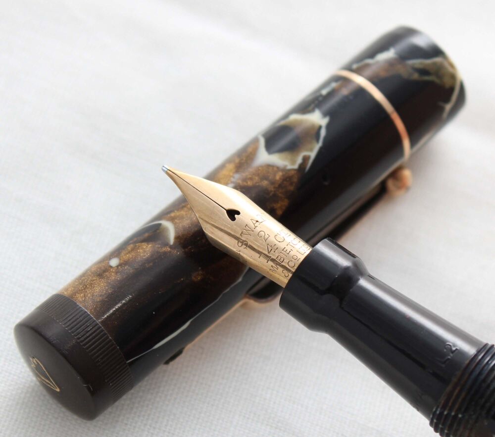 5378 Swan (Mabie Todd) L205/47 Leverless Fountain Pen in White Veined Bronz