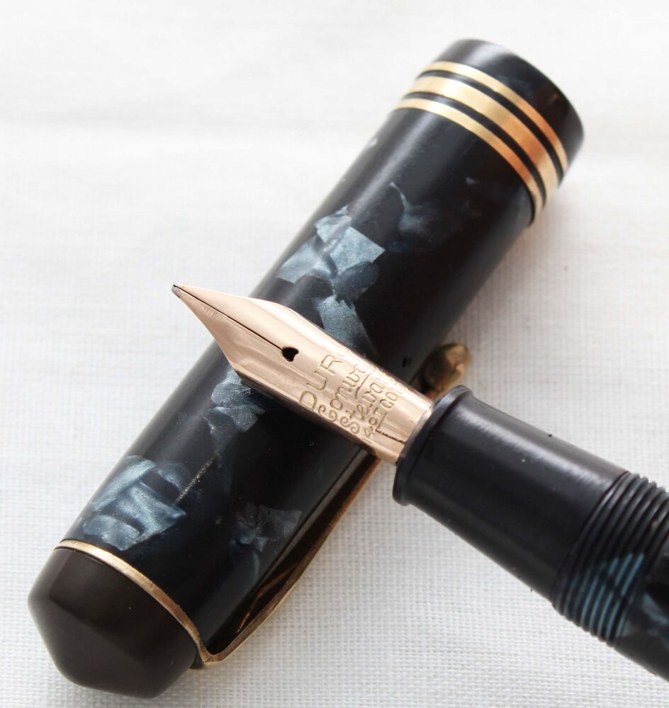 5380 Conway Stewart No.55 in Blue Marble. Medium Italic FIVE STAR Nib.